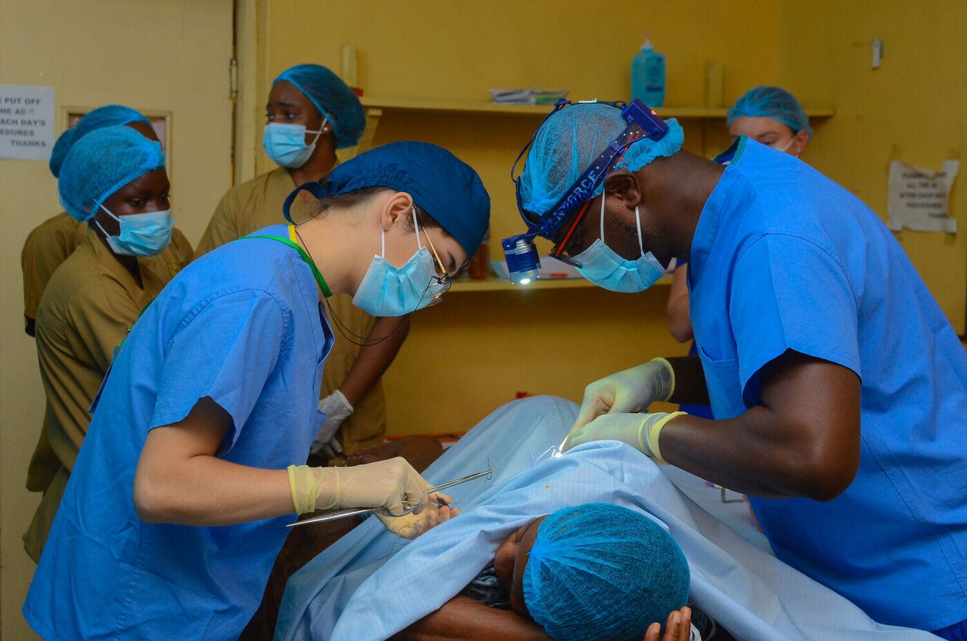 Volunteer surgeons operating at a Shekinah outreach in Lagos